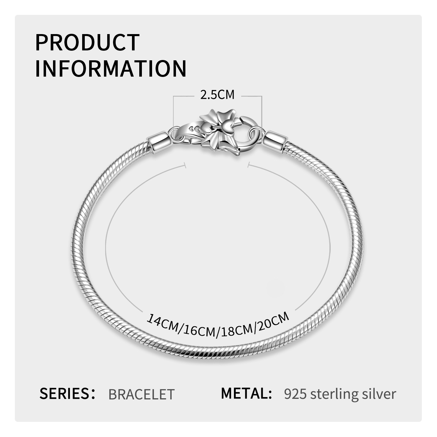 S925 Sterling Silver Sterling Silver Love Big Bow Lobster Buckle Accessories DIY Bracelet Buckle