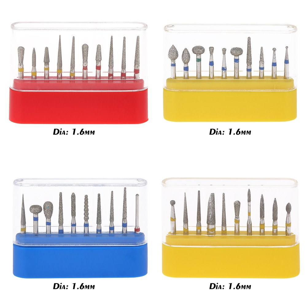 10 Pcs Dental High Speed Burs Set Diamond Drill Bits Teeth Polishing Tooth Preparation Bur Dental Equipment