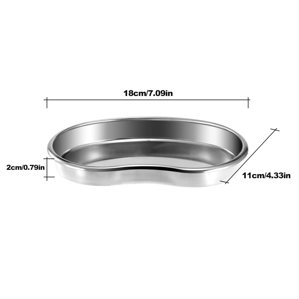 S Size Stainless Steel Bending Kidney Tray Disinfection Plate Surgical Medical Dental Eyebrow Lip Tattoo