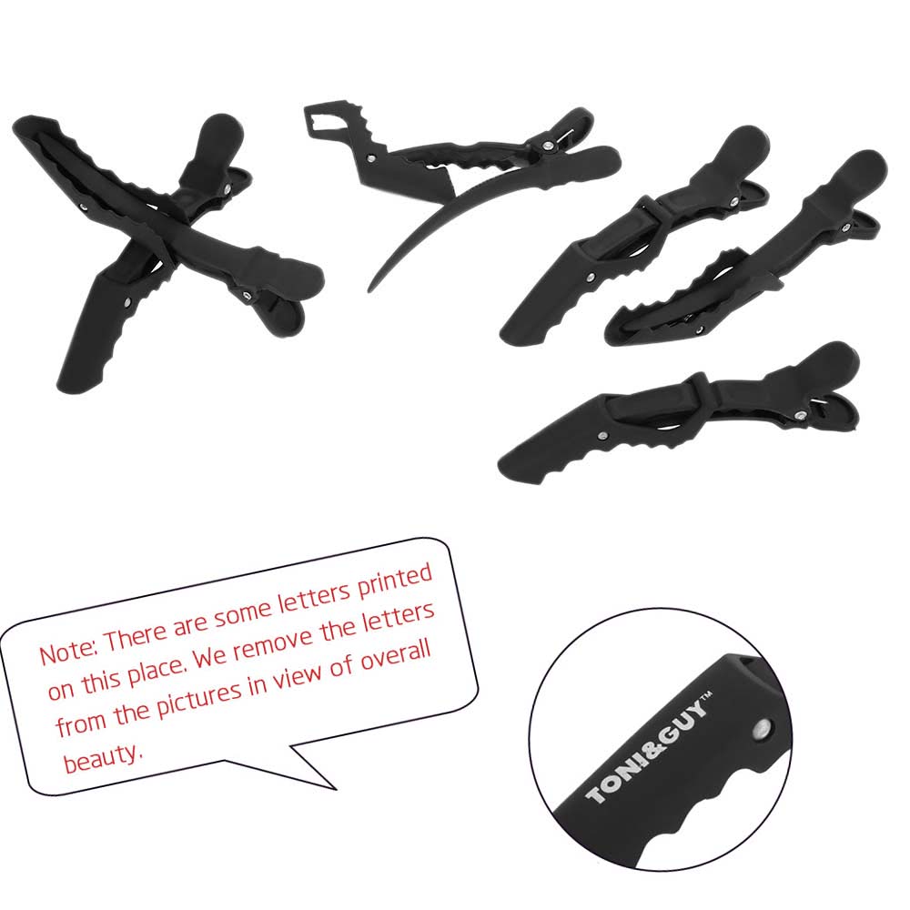 6Pcs Black Croc Hair Sectioning Grip Clips Hairdressing Cutting Clamps Professional Plastic Salon Styling Hair Grip Clips