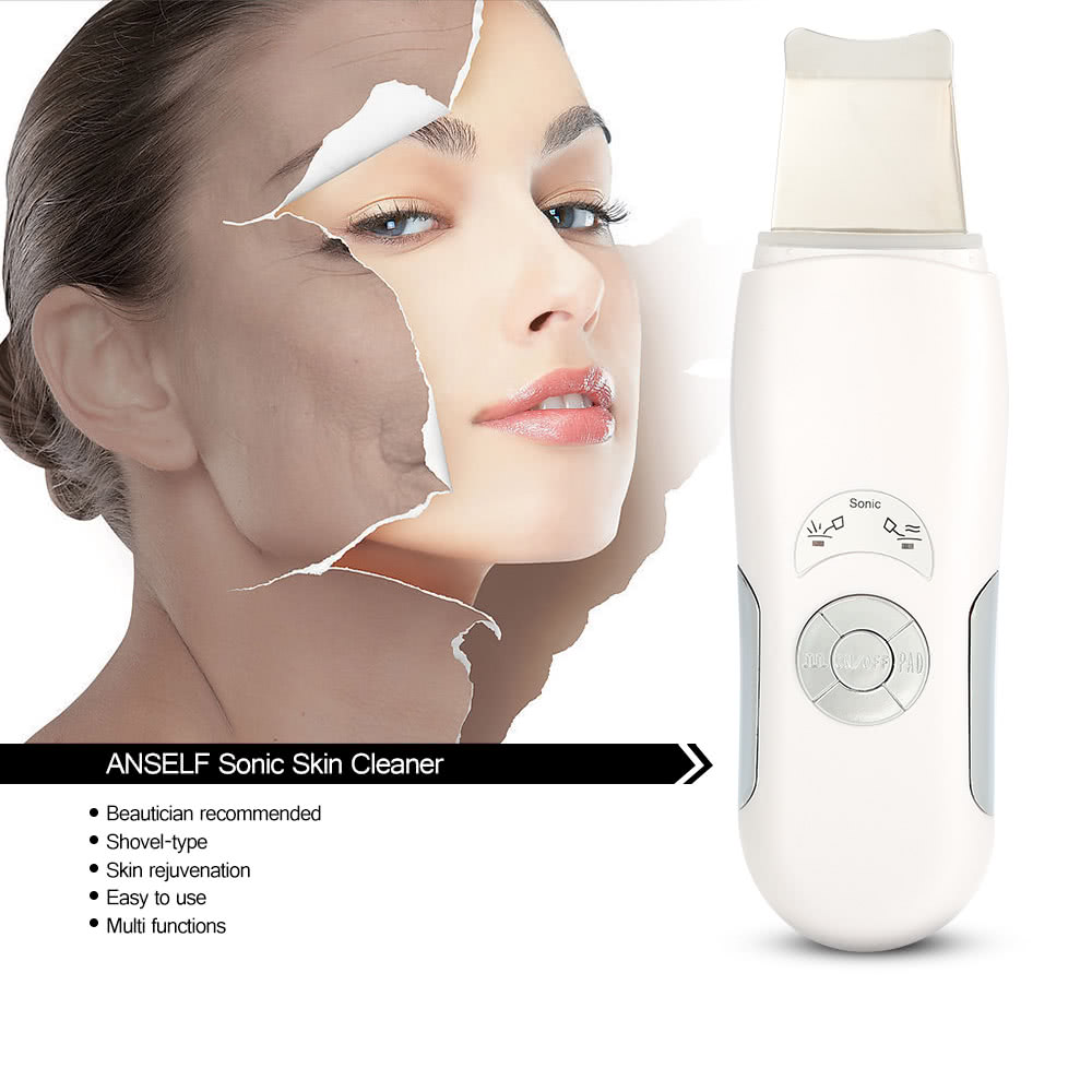 Sonic Skin Cleaner Ultrasonic Face Pore Scrubber Facial Tighten Therapy Peeling Shovel Exfoliator Blackhead Removal Skin Care Massager EU Plug