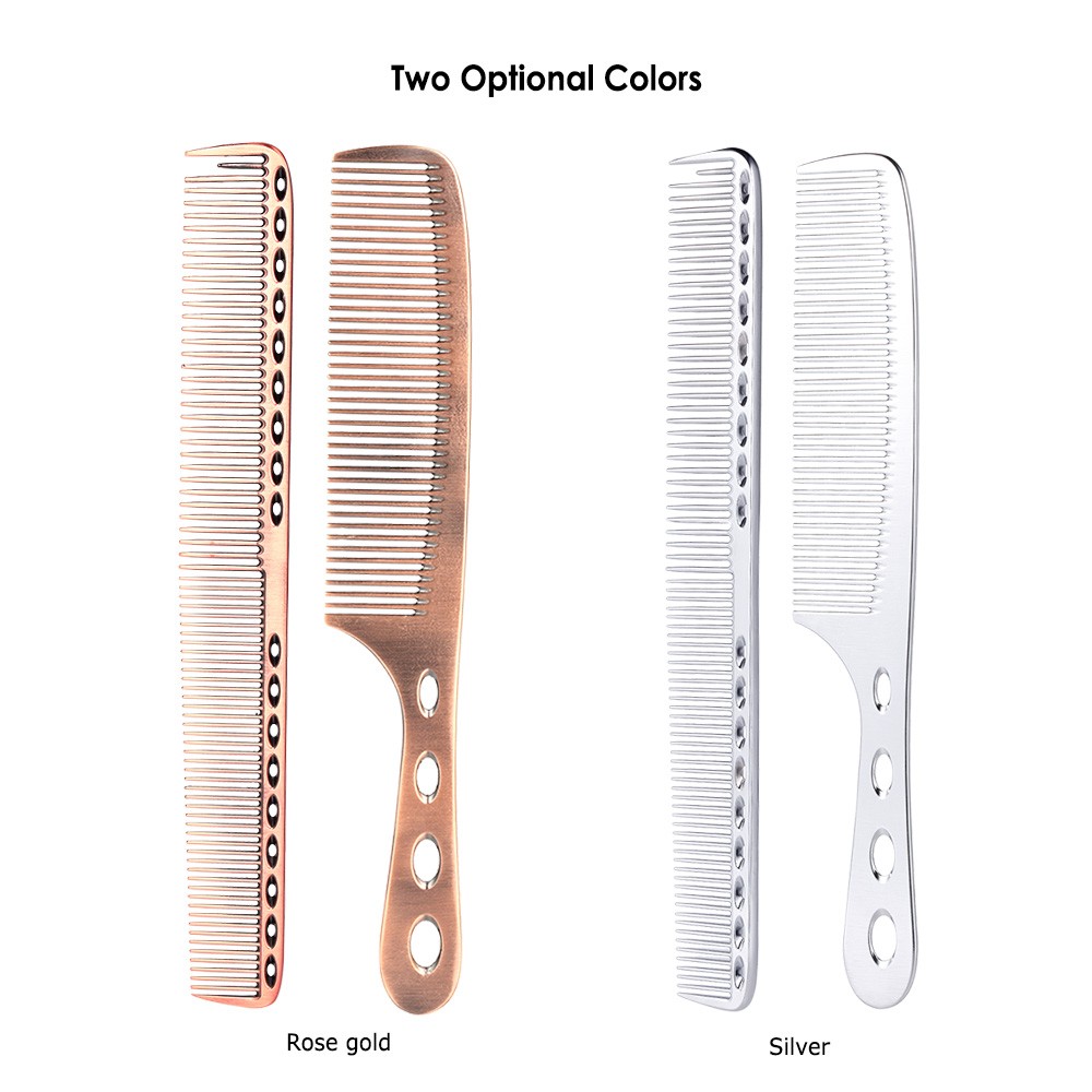 2Pcs Salon Hair Comb with Scale Professional Barber Hairdressing Steel Comb Metal Hair Cutting Comb