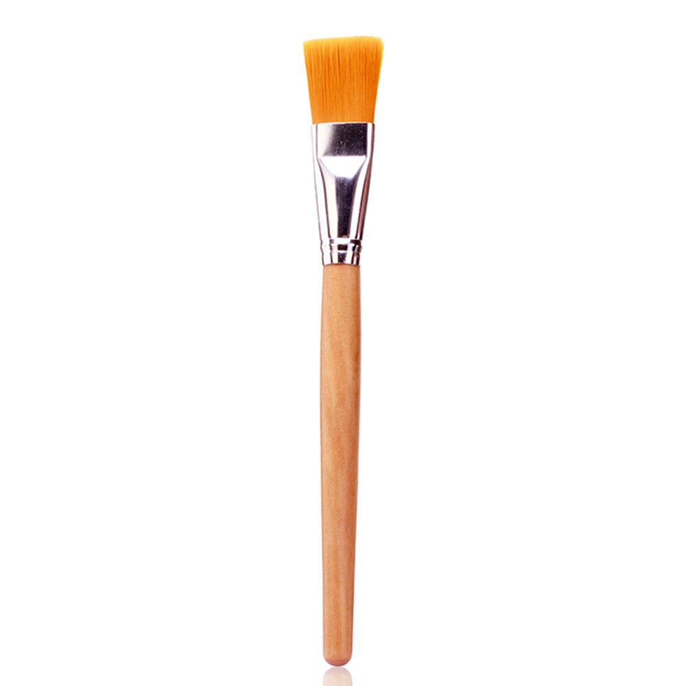 1pc Facial Mask Brush Wood Handle Soft Fiber Hair Foundation Brush Beauty Cosmetic Tool