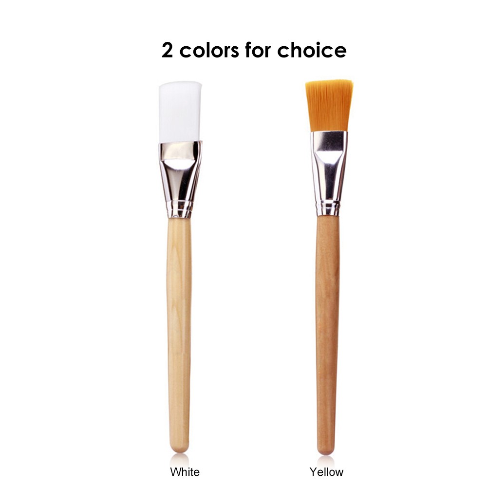 1pc Facial Mask Brush Wood Handle Soft Fiber Hair Foundation Brush Beauty Cosmetic Tool