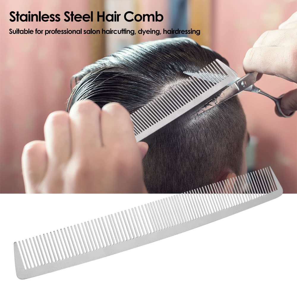 Salon Hair Comb Stainless Steel Hair Cutting Comb Hand Made Professional Hairdressing Steel Comb