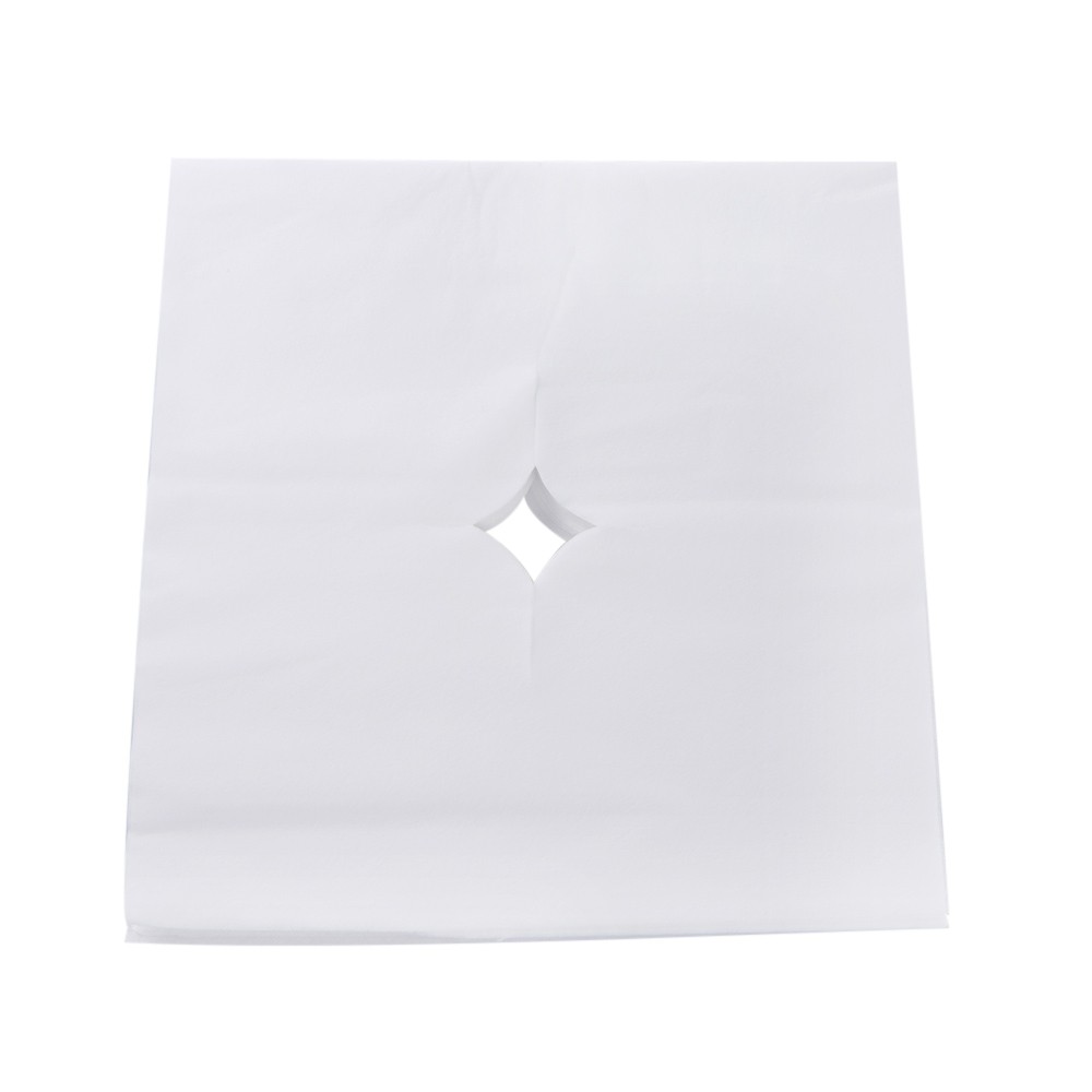 100pcs/bag Beauty Salon Face Pad Bed Table Face Hole Cover Spa Massage Disposable Breathing Sheet White