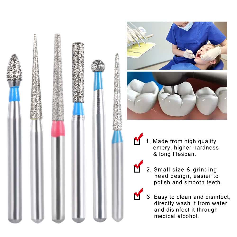 50Pcs Dental Diamond Burs Drill Dental High Speed Burs Teeth Polishing & Smoothing Tool