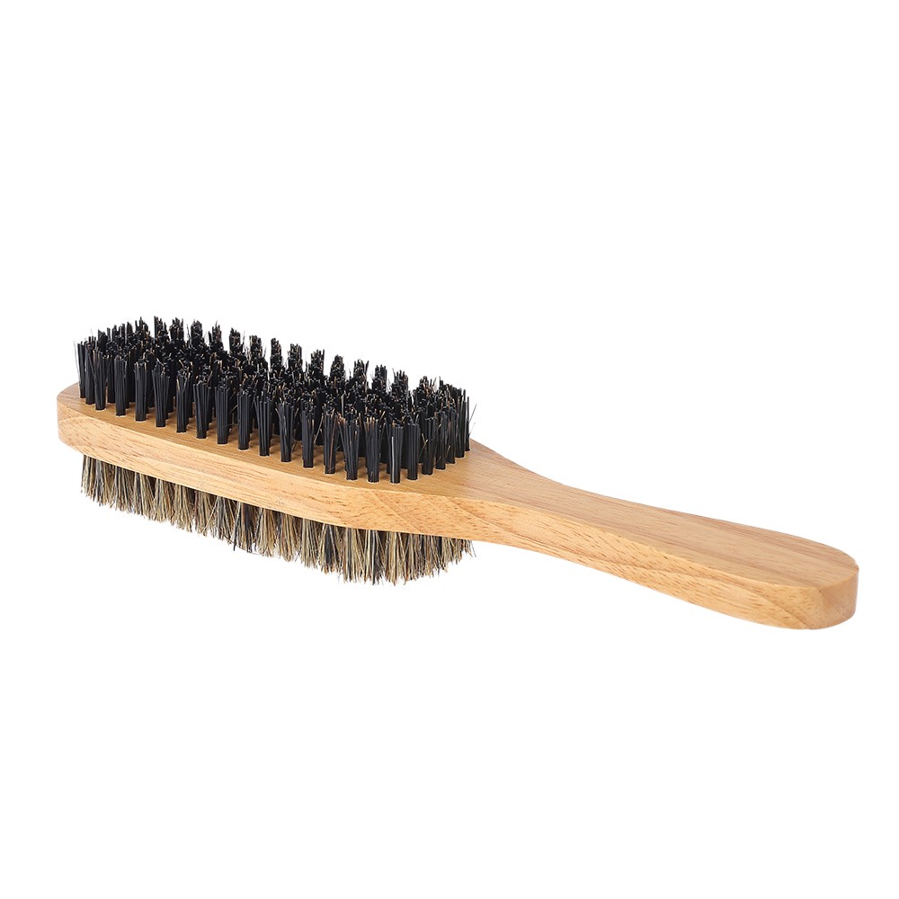 Men's Beard Brush Double-sided Facial Hair Brush Shaving Comb Male Mustache Brush Solid Wood Handle Optional Size