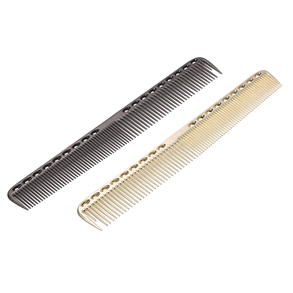 Stainless Steel Hair Comb Professional Hair Salon Hairdressing Steel Comb Hair Cutting Metal Comb Black