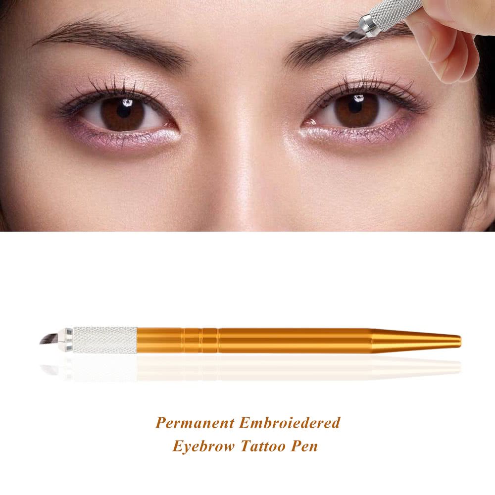 Manual Eyebrow Tattoo Pen Permanent Makeup Microblade Tattooing Embroidery Eyebrow Pencil Holder Golden