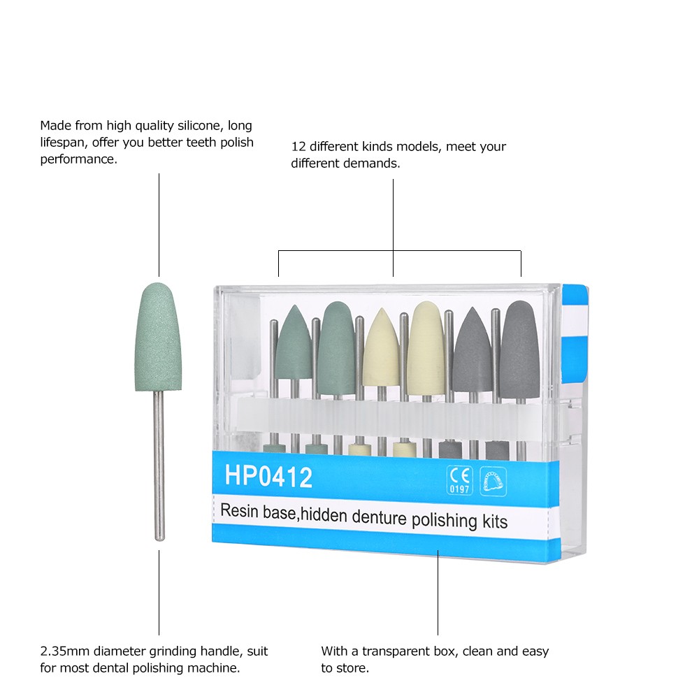 12pcs Silicone Polishers Drills Dental Low Speed Grinding Heads Dentistry Equipment Teeth Polishing & Smoothing Dental Tool