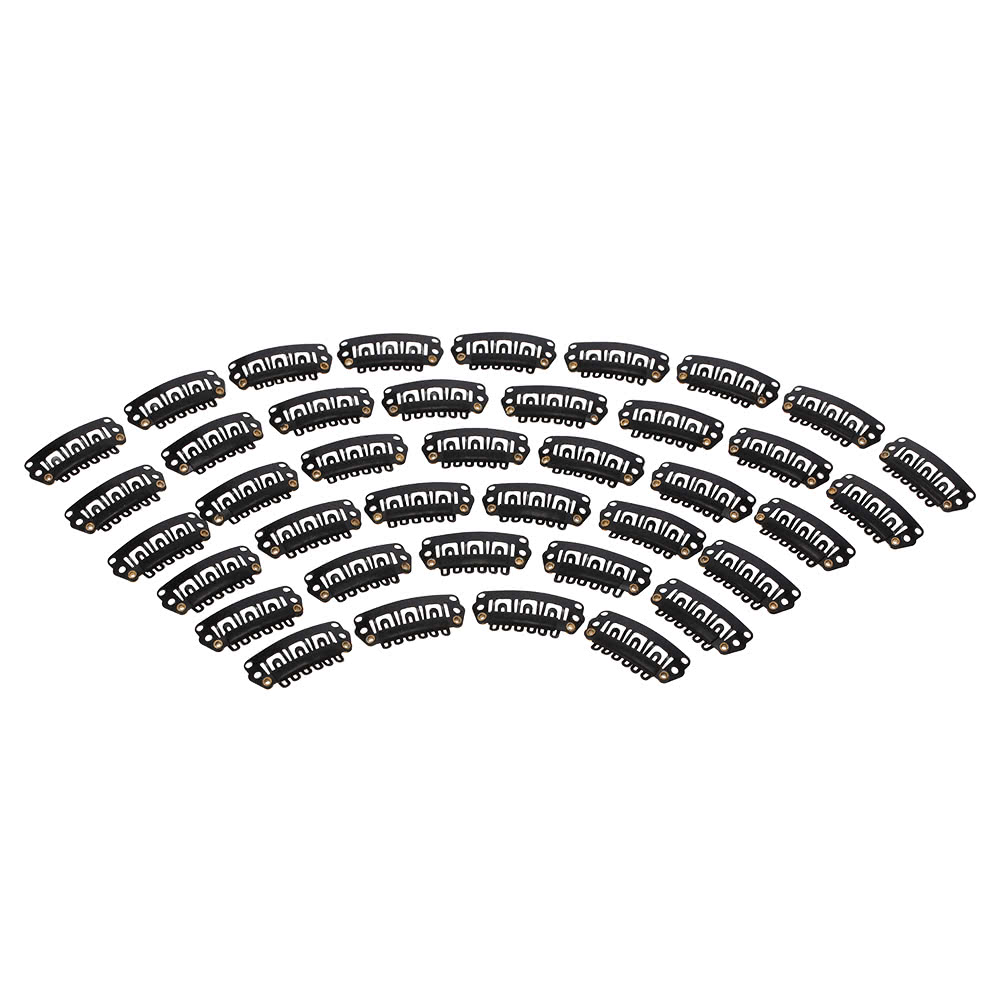 40Pcs Wig Toupee Hairpiece Clips Hair Snap Clips for Hair Extension Cap Weft U Shape Black