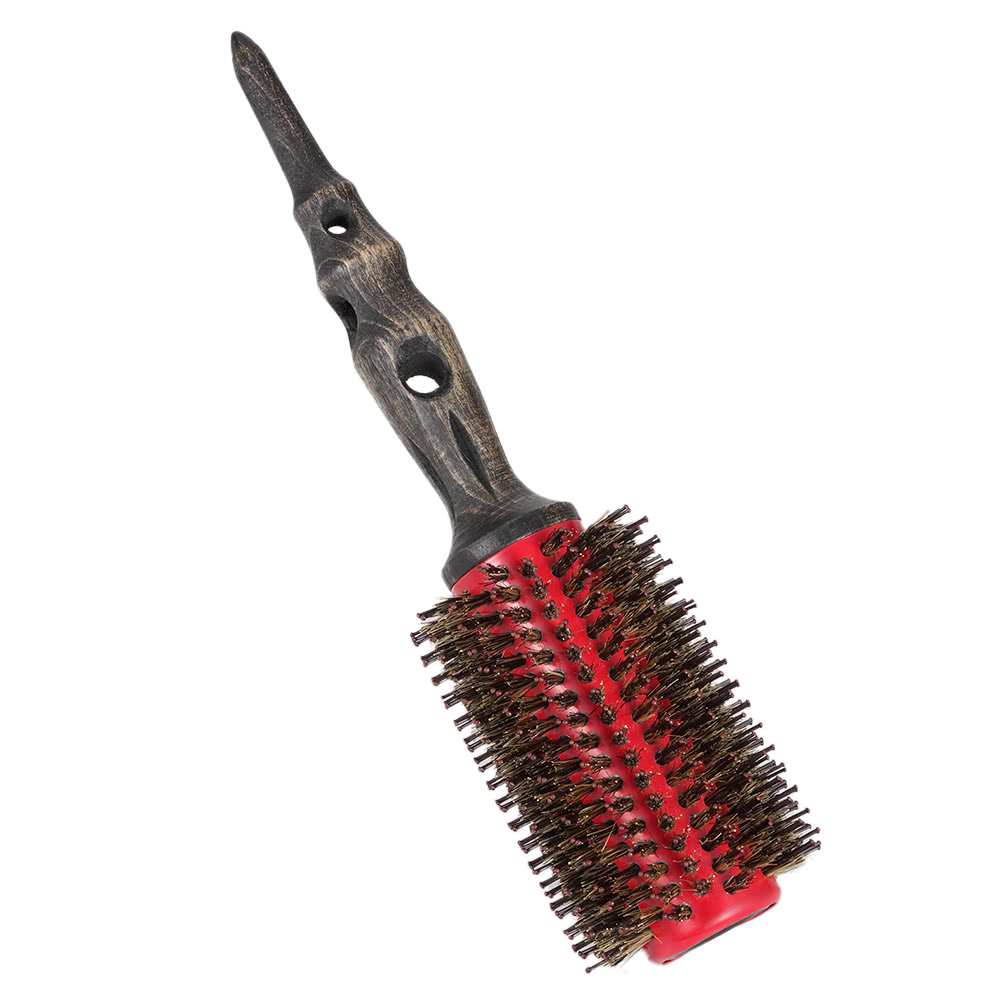 14mm Round Brush Natural Bristle Roller Comb With Non-slip Wood Handle Aluminum Round Comb for Hair Styling