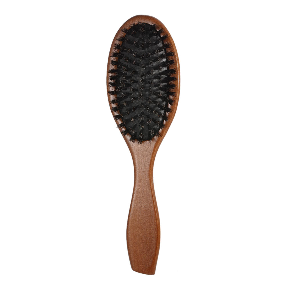 Natural Boar Bristle Hair Brush Comb Oval Anti-static Paddle Hair Extension Brush Scalp Massage Beech Wooden Handle