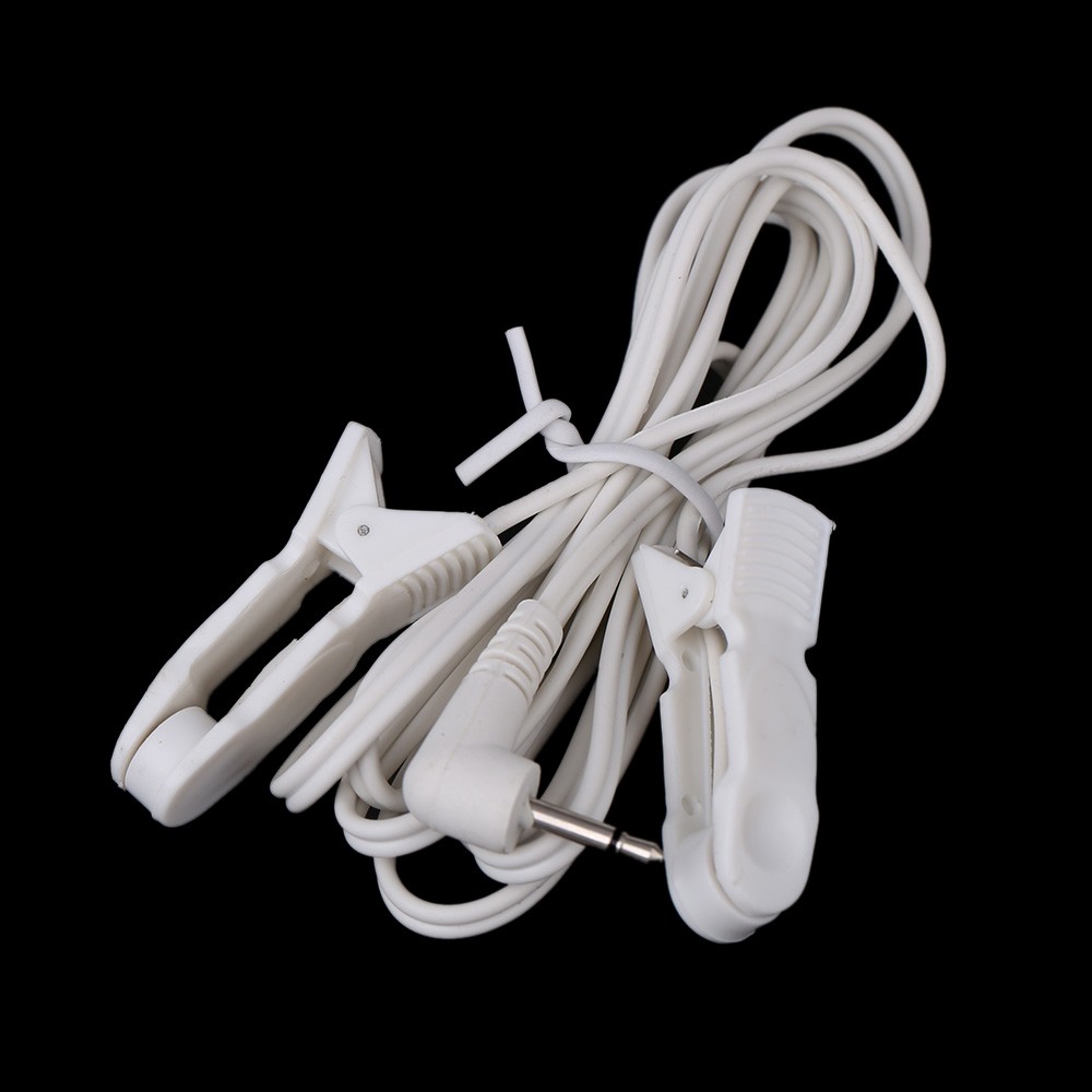 Lead Wires Connecting Cables with 2 Ear Clips for Digital TENS Therapy Machine Massager 2.5mm Plug