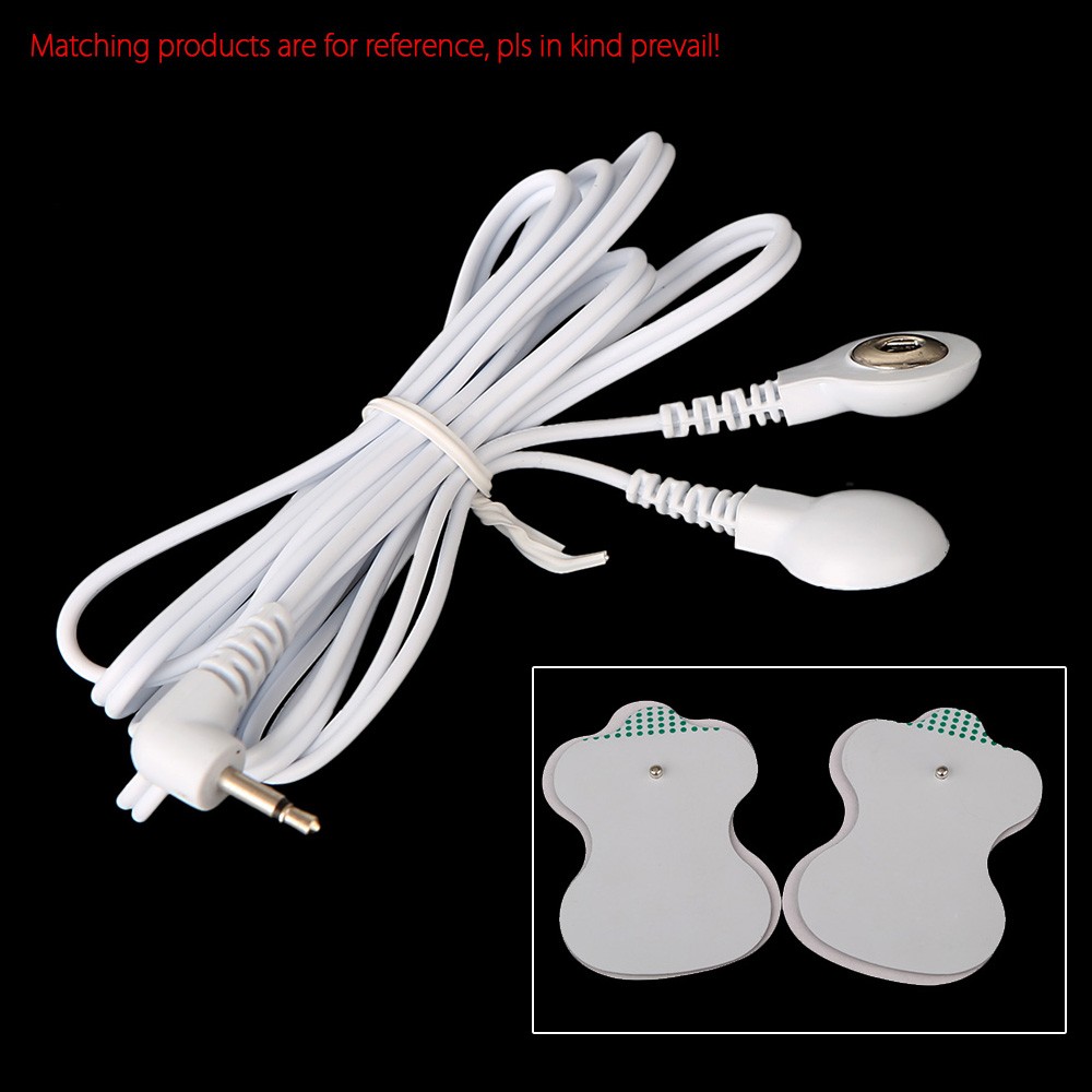 Electrode Lead Wires Connecting Cables with 2 Buttons for Digital TENS Therapy Machine Massager 2.5mm Plug