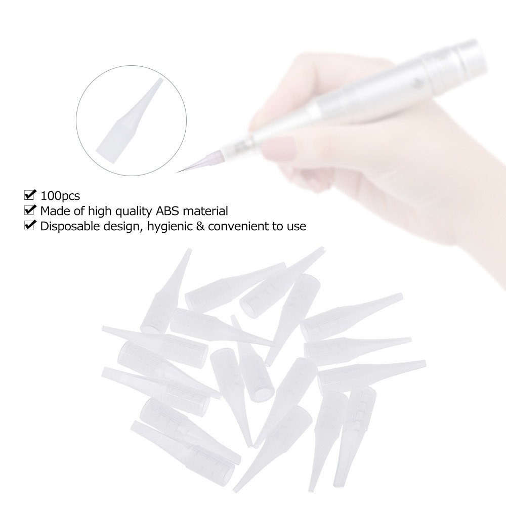 100Pcs 1R Eyebrow Tattoo Needle Cap Disposable Sterilized Tattoo Needle Cap for Tattoo Eyebrow Pen Machine