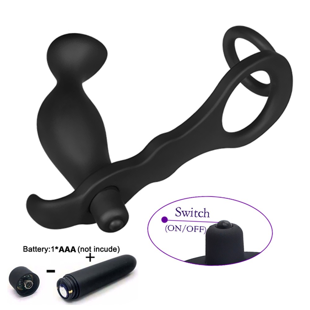 Speed Dual Vibration Realistic Butt Plug Delay Ring Prostate Massager Adult Sex Products for Couple