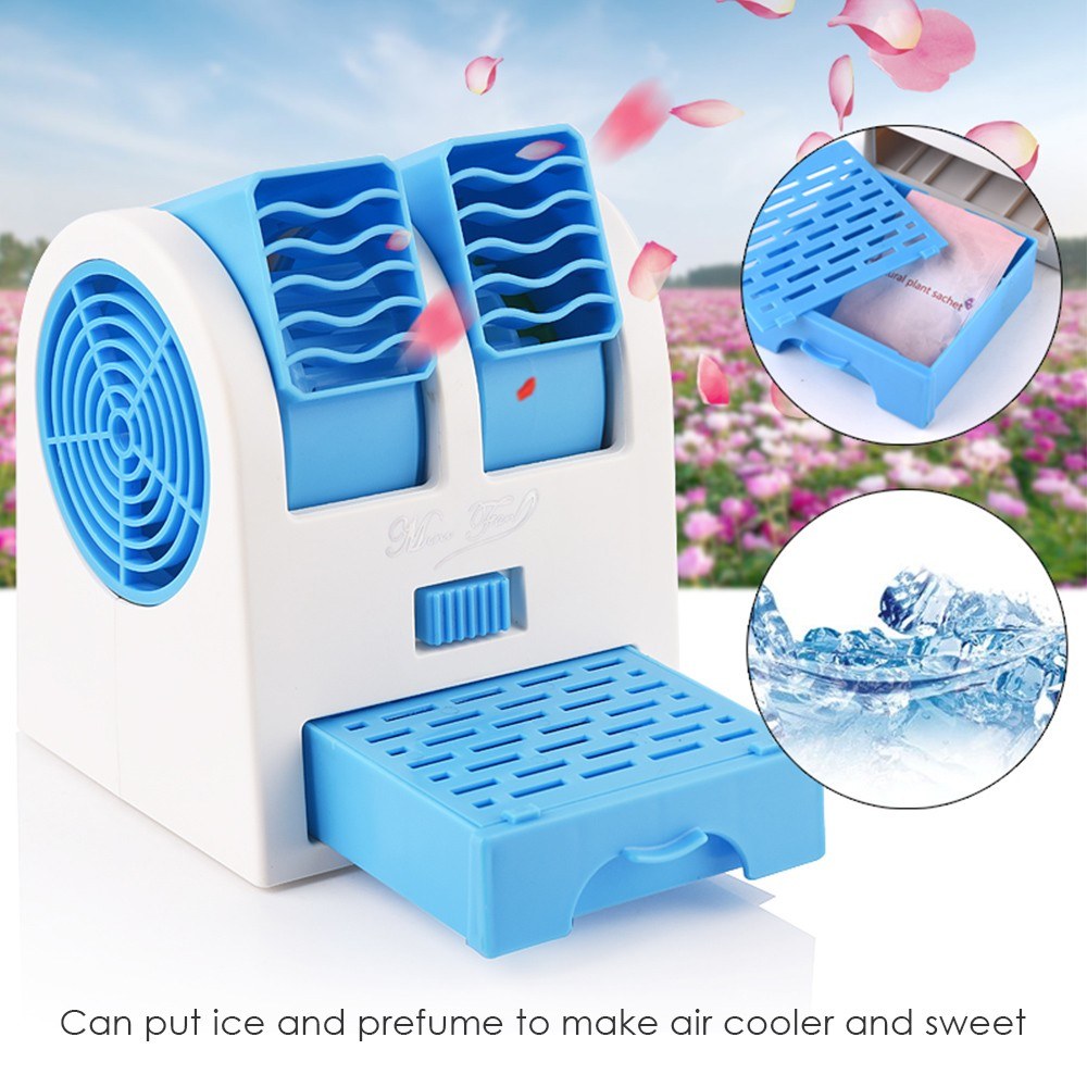 Portable Bladeless Table Fan Double Wind Outlet Perfume Mini Air Cooler