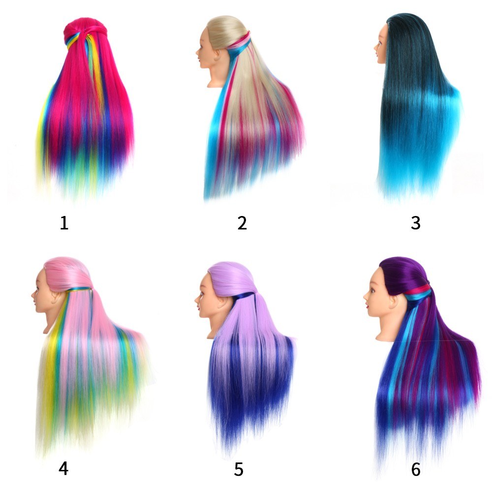 High-temperature Synthetic Fiber Synthetic Multicolor Gradient Hair Training Models