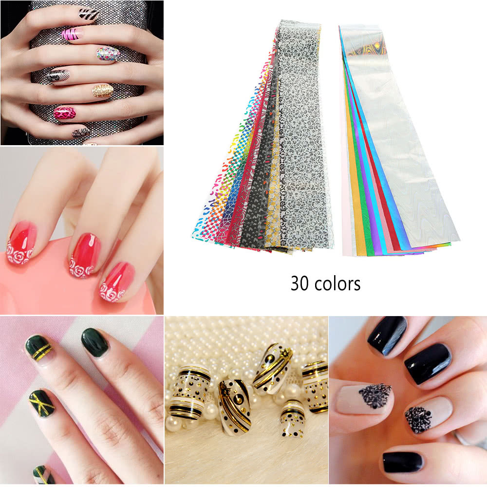 30 Color Nail Sticker Nail Art Transfer Foils Sticker DIY Nail Decoration Nail Tip Sticker Manicure Decoration Tool