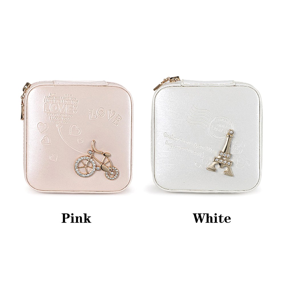 Small Portable Travel Jewelry Box with Mirror