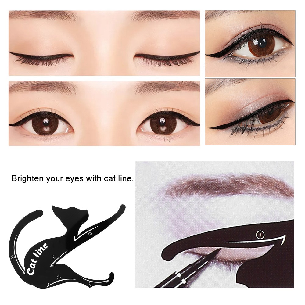 2pcs/pack Cat Line Stencils Cards Eye Makeup Tool Eyeliner Eyeshadow Template Shaper Model