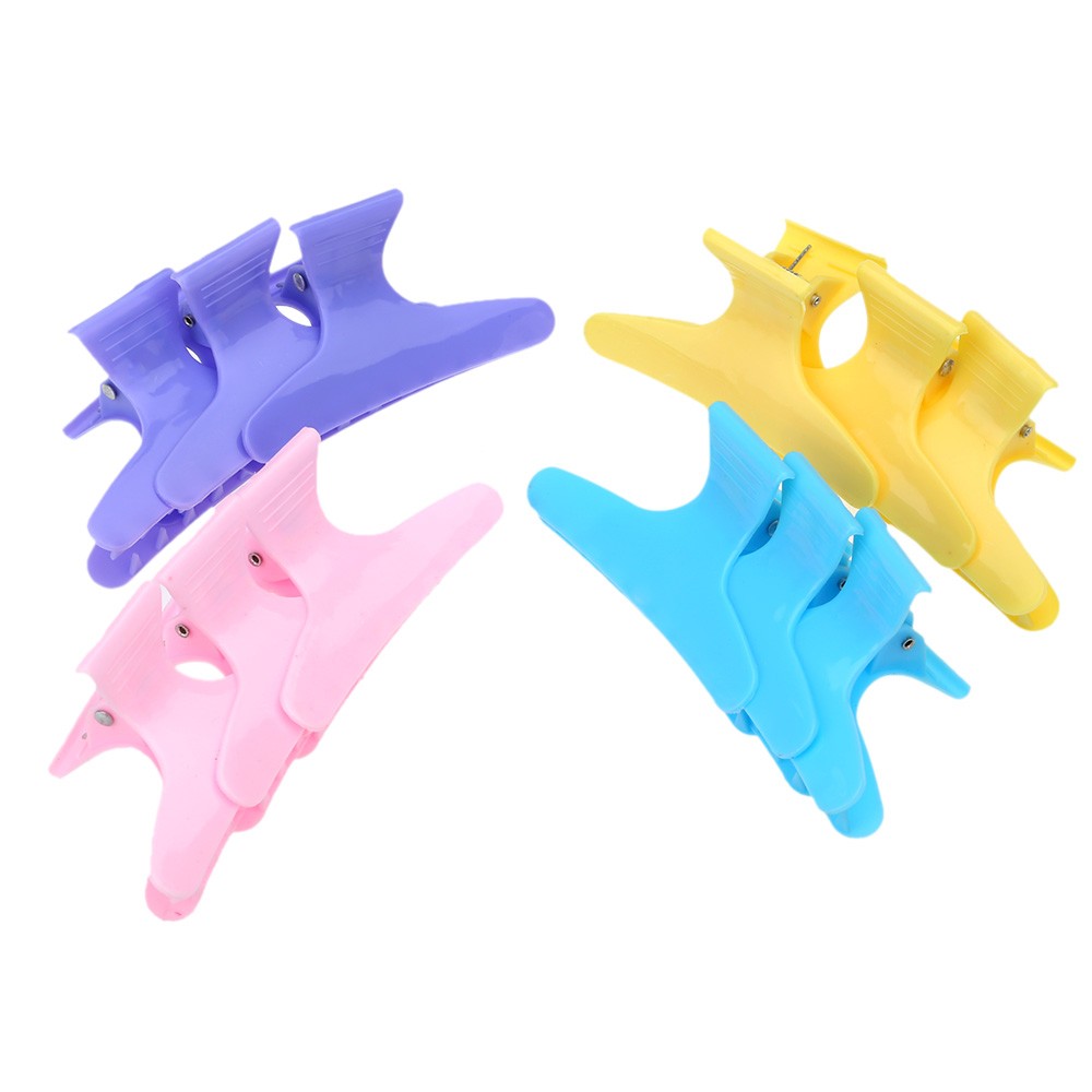 12pcs Fashion Plastic Colorful Hairdressing Tool Butterfly Hair Claw Salon Section Clip Clamps