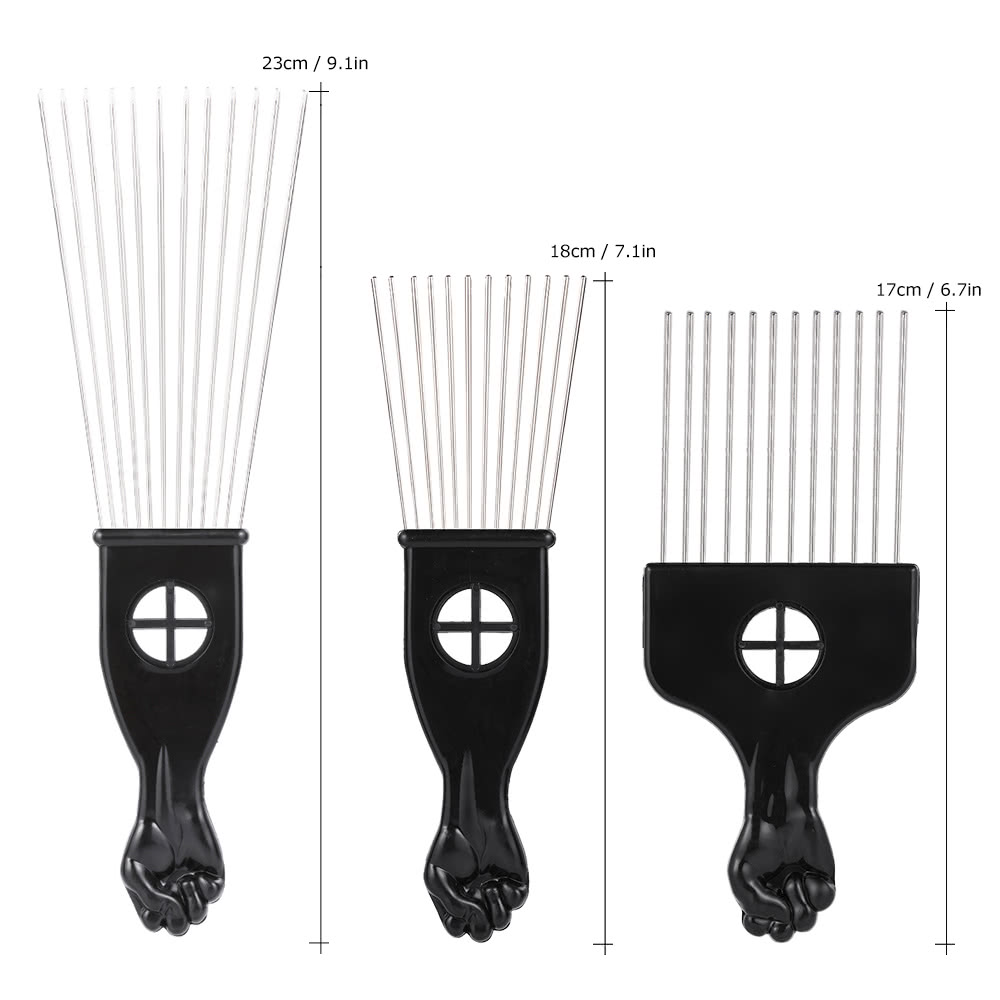 Metal Afro Comb African American Pick Comb Hair Brush Hairdressing Styling Tool Black Fist