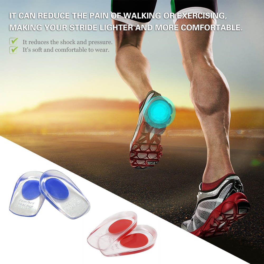 Soft Silicone Increase Heel Support Pad Cup Gel Shock Cushion Orthotic Insole Plantar Care Half-height