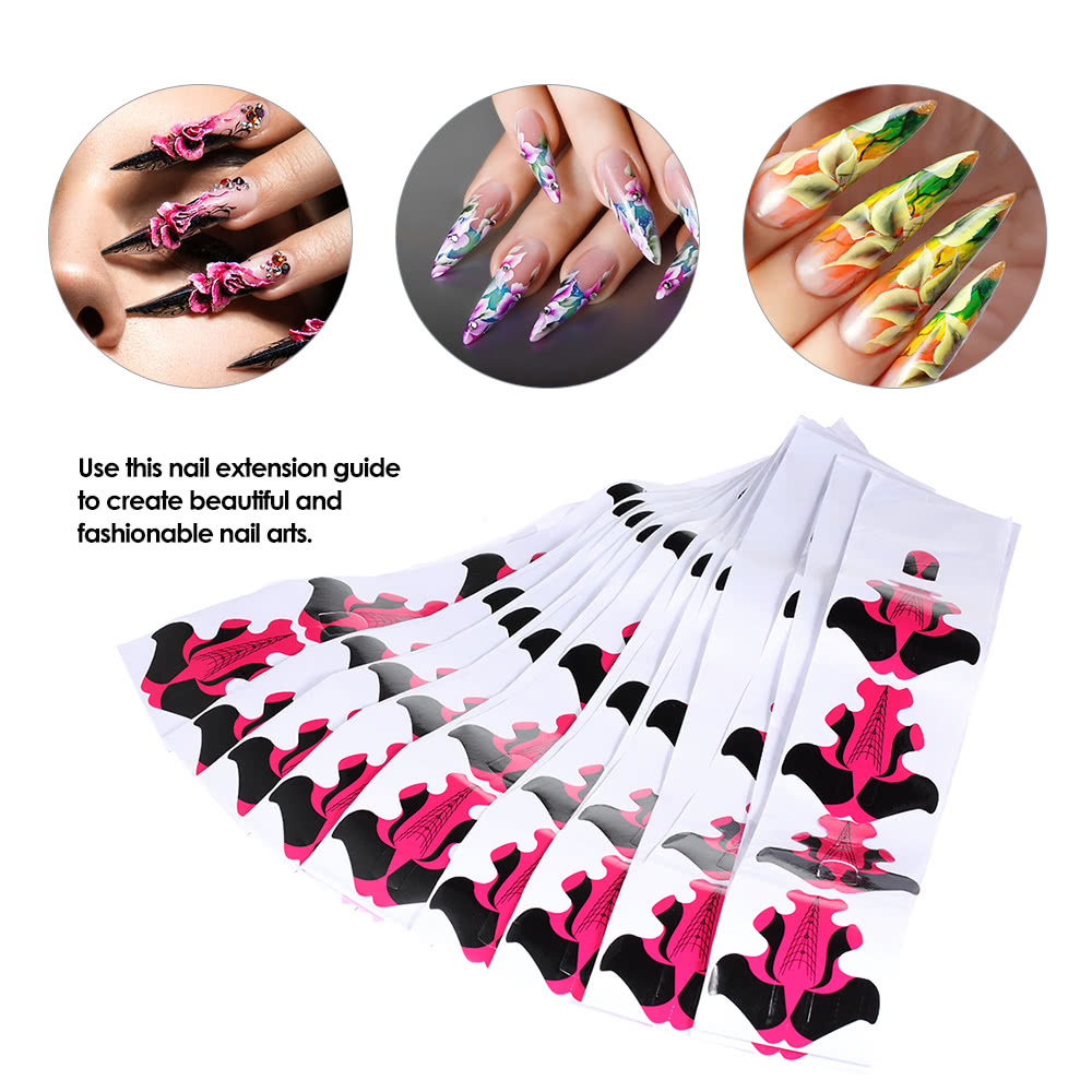 100Pcs Nail Form Sticker Nail Art Tip for Acrylic UV Gel Nail Extension Guide Self-Adhesive Form Manicure DIY Tool