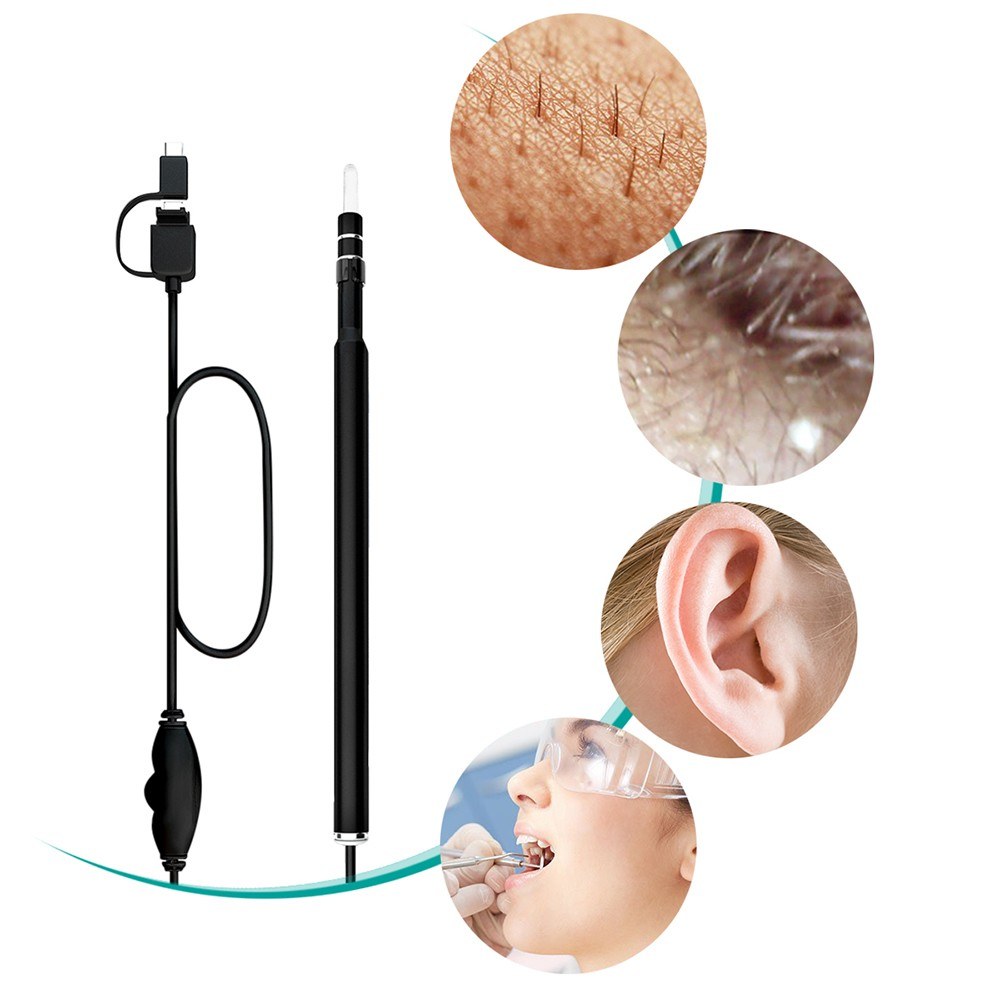 Wireless WiFi Ear Cleaning Earpick Endoscope 5.5mm 720P Lens Earwax Clean Tool Ear Nose Medical Borescope Inspection Camera HD 1.3MP Visual Ear Spoon Health Care Clear Remover Tools Otoscope