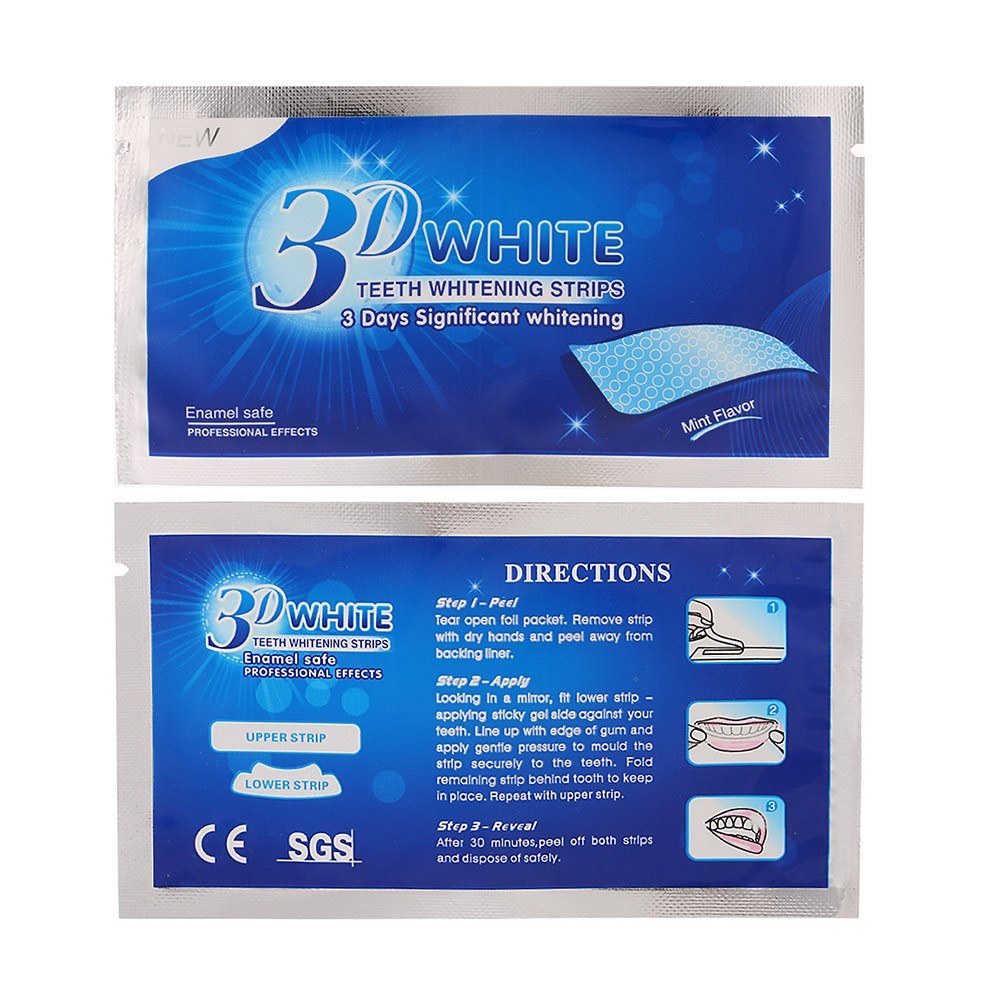 14 Pc 3D Teeth Whitening Strips Teeth Dental Whitening Cleaning Double Elastic Gel Strips