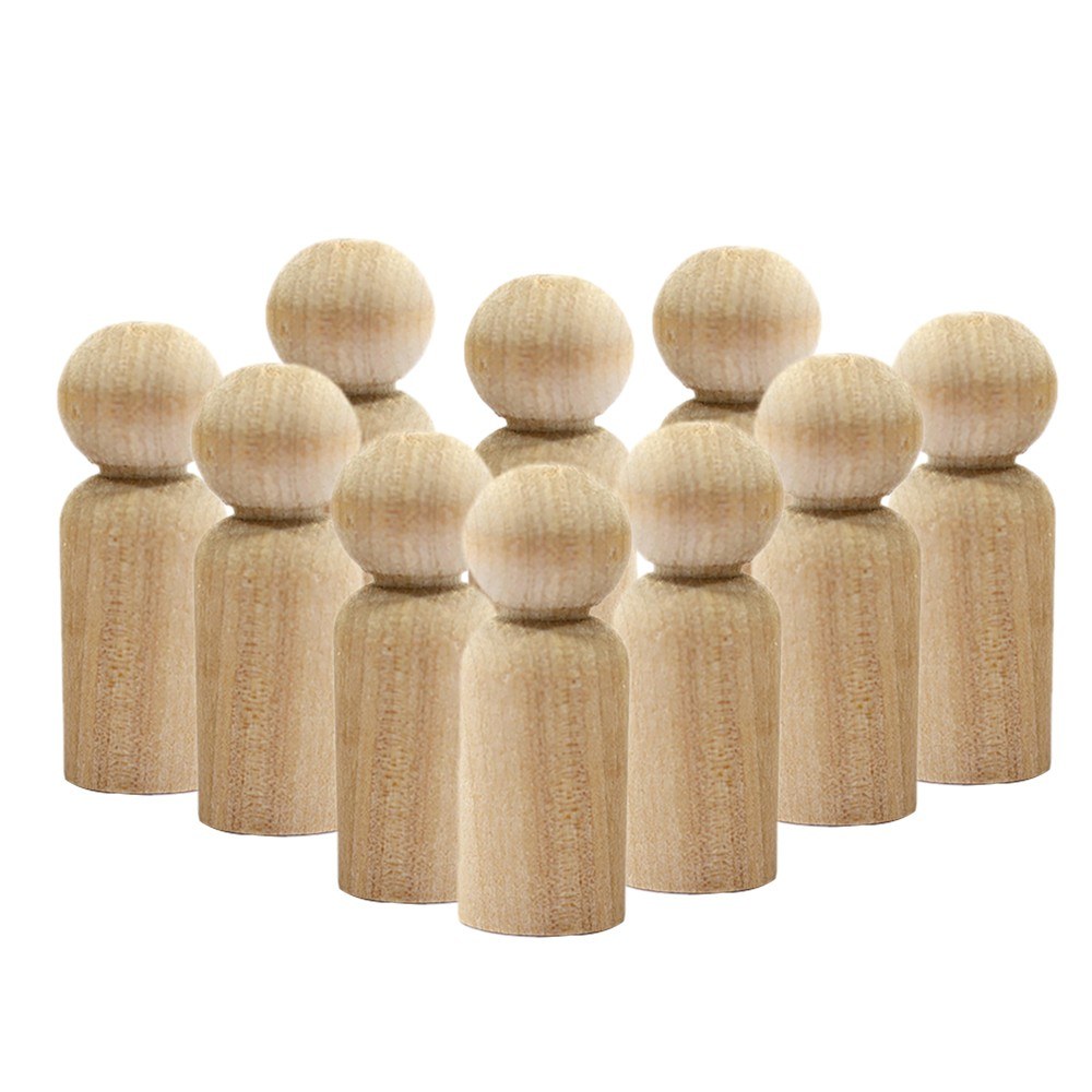 10Pcs Peg Dolls Handmade Unfinished Wood Weddings Cake Doll Unpainted DIY Crafts Home Room