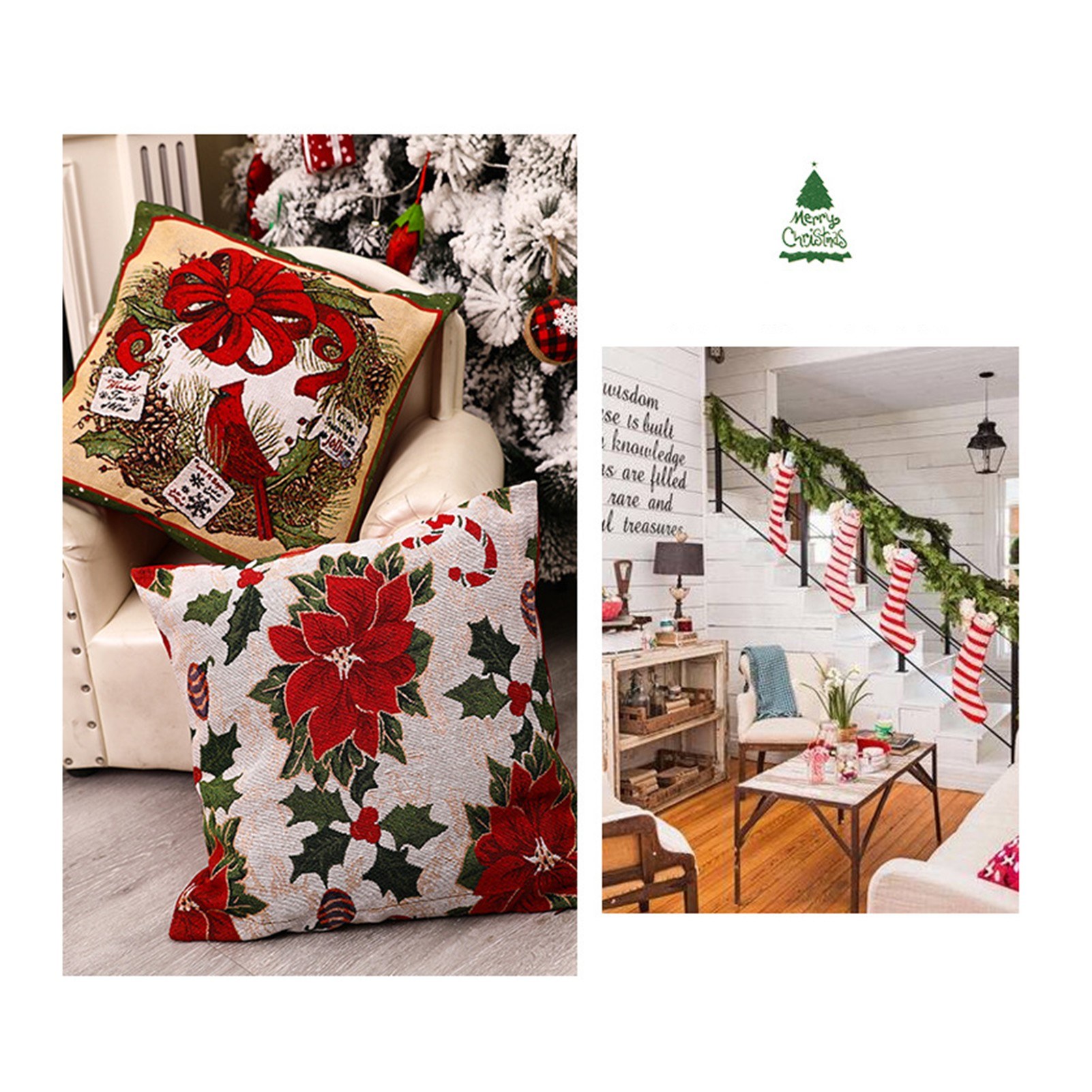 2020 Pillow Case Santa Claus Print Old Man Sofa Bed Home Decor Pillowcase Bedroom Cushion Cover Merry Christmas 45x45 Cm