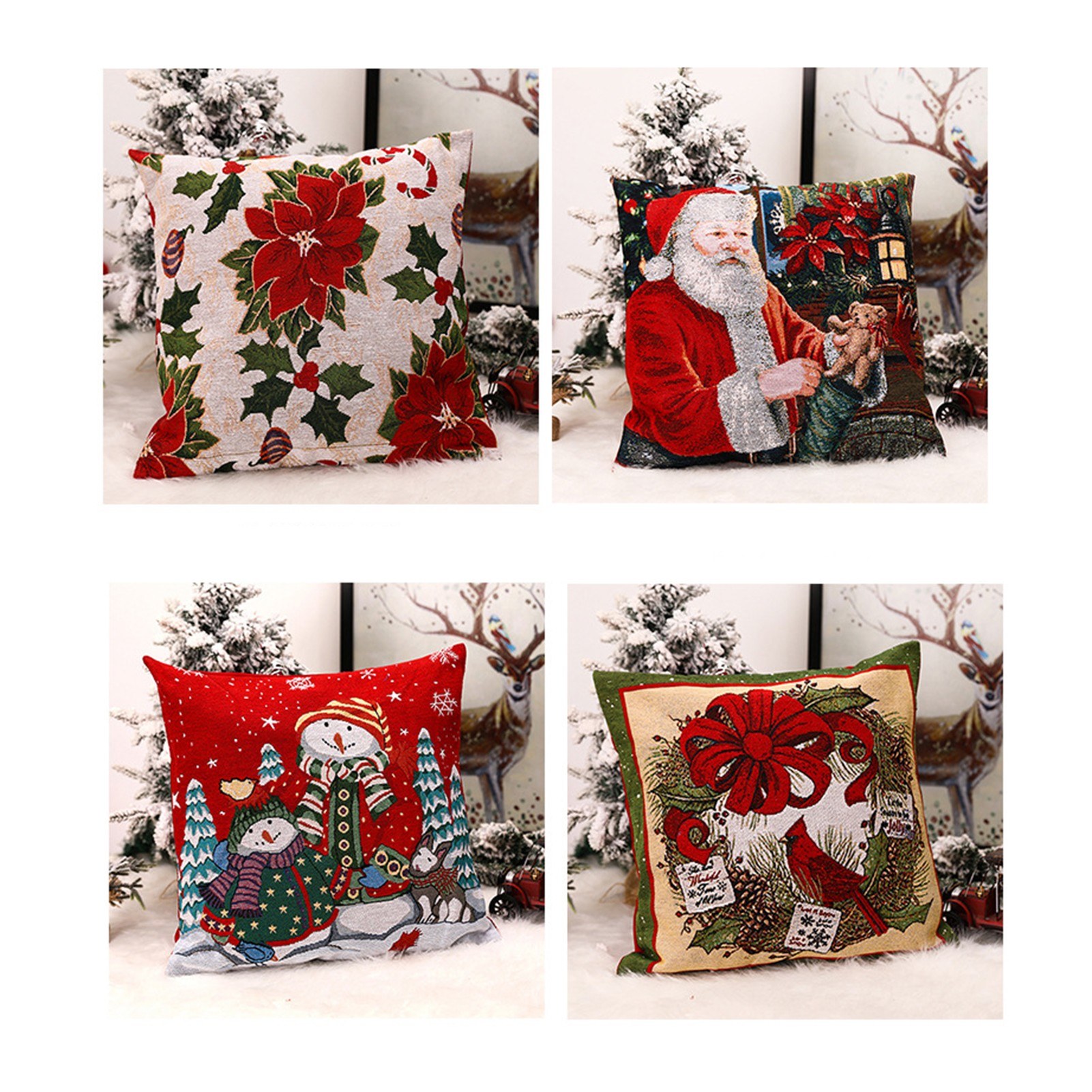 2020 Pillow Case Santa Claus Print Old Man Sofa Bed Home Decor Pillowcase Bedroom Cushion Cover Merry Christmas 45x45 Cm