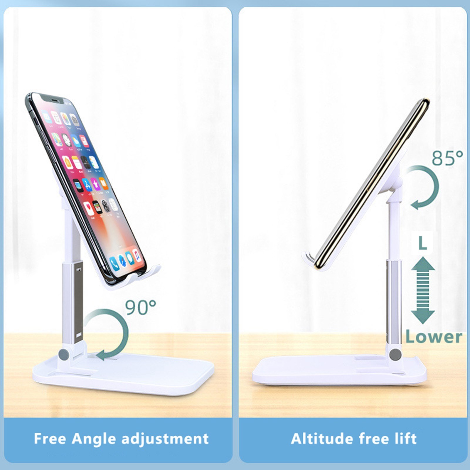 Universal Phone Stand Holder Non-slip Tablet Stand Lazy Pad Bracket Foldable Table Smartphone Holder Mount Free Angle Adjustment for Home, Online Learning, Office