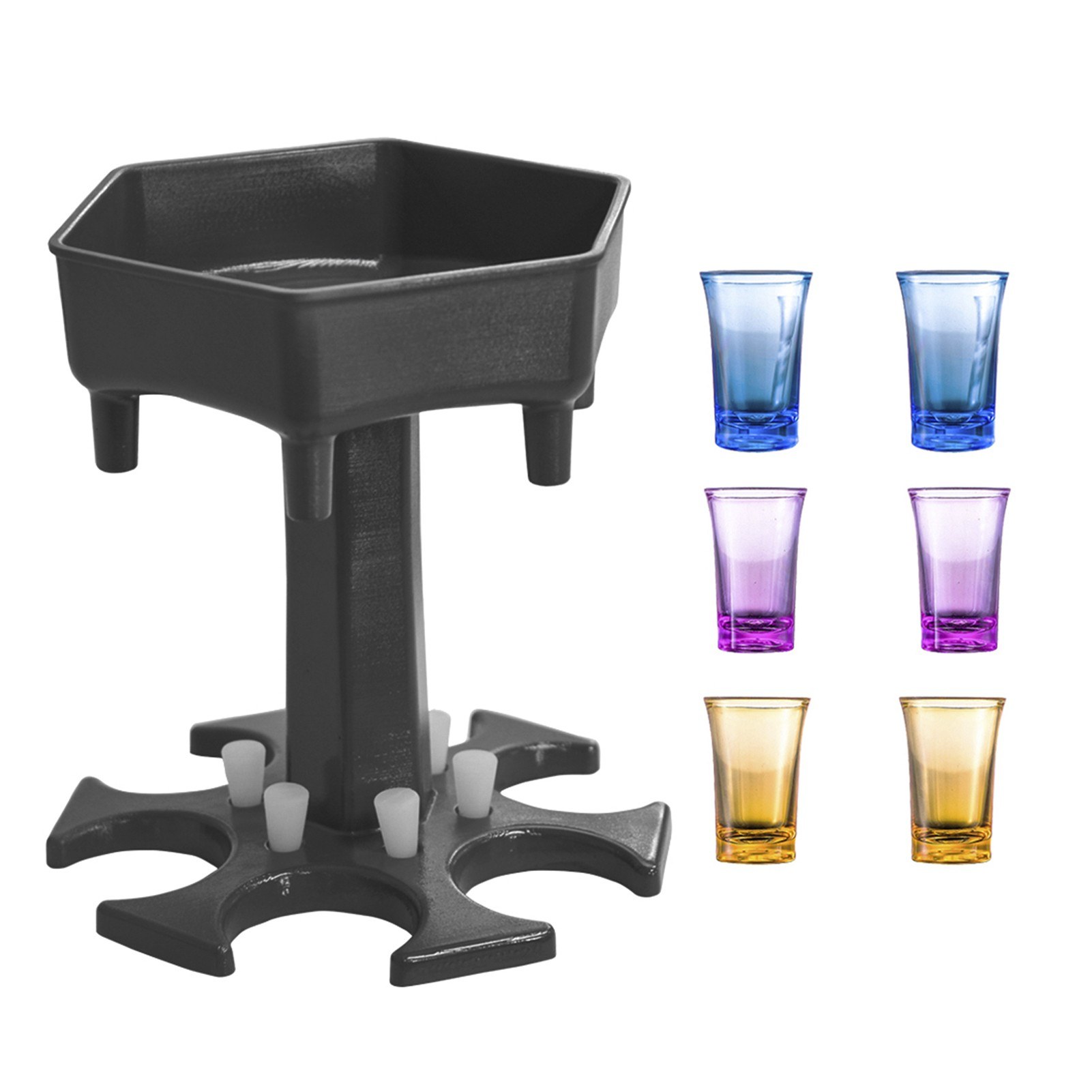 Upgrade 6 Shot Glass Dispenser and Holder,Dispenser For Filling Liquids with 6pcs Silicone Plug for Bar Home Party