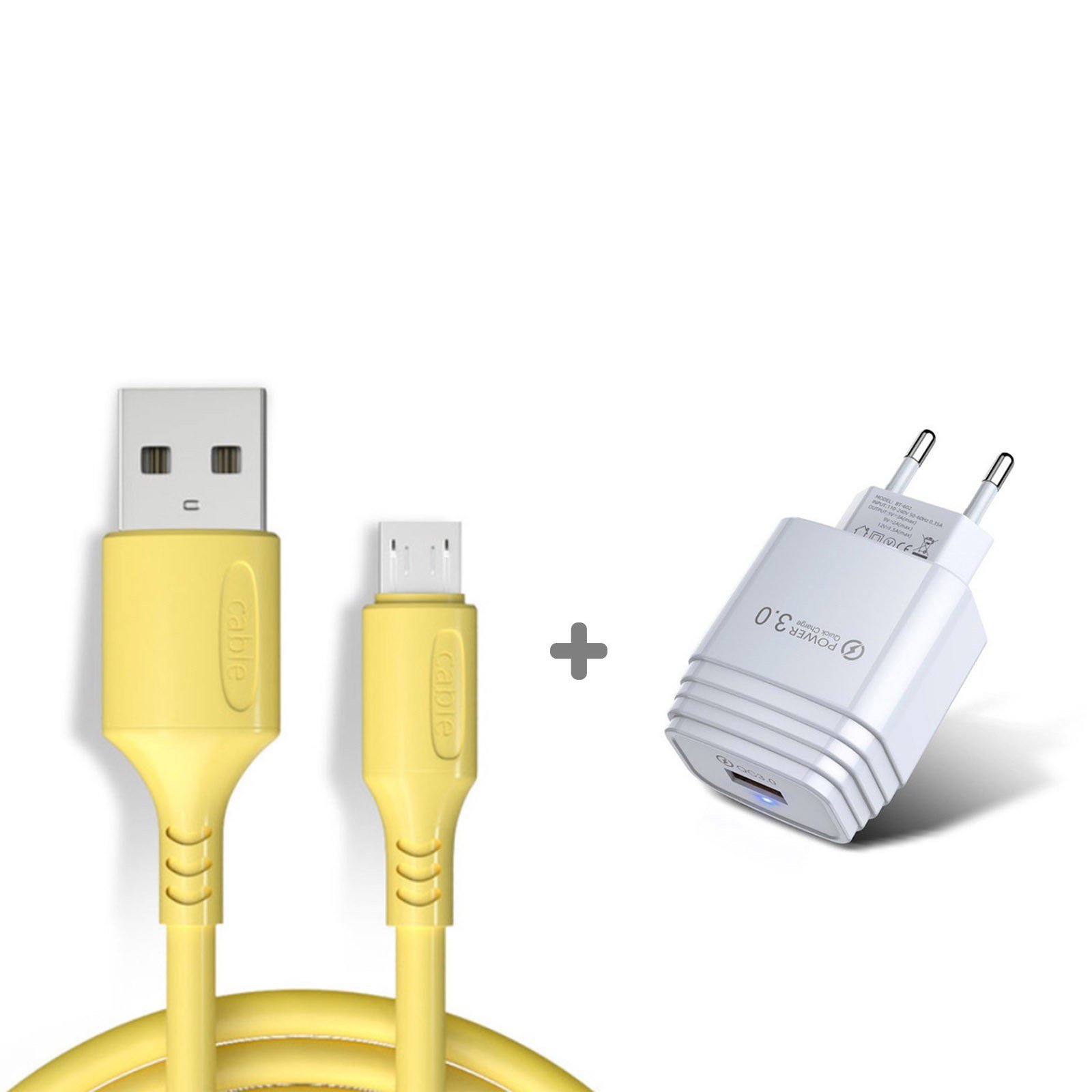 Micro-USB Cable Micro USB to USB 2.0 3A Fast Charging Cable Durable Charger Cord for Android Mobile Phones Yellow