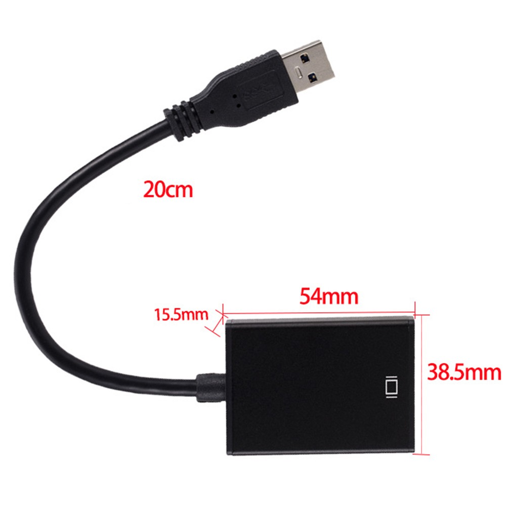 USB3.0 to HDMI converter USB3.0 TO HDMI adapter cable external graphics card USB to 3.0 aluminum alloy black