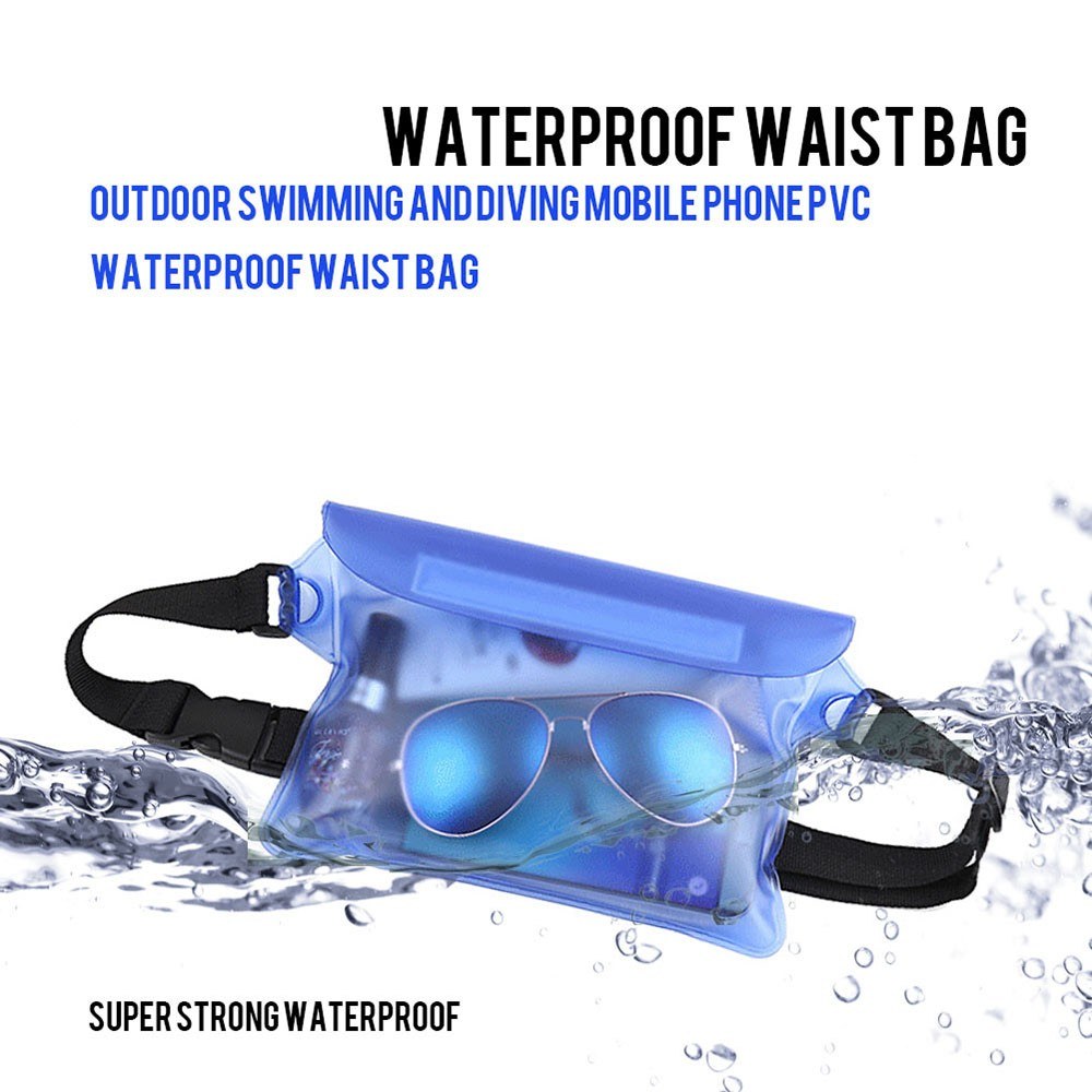 Waterproof Outdoor Swimming Drifting Pouch Dry Bag PVC Waist Phone Cover Storage Protective Bag Pink