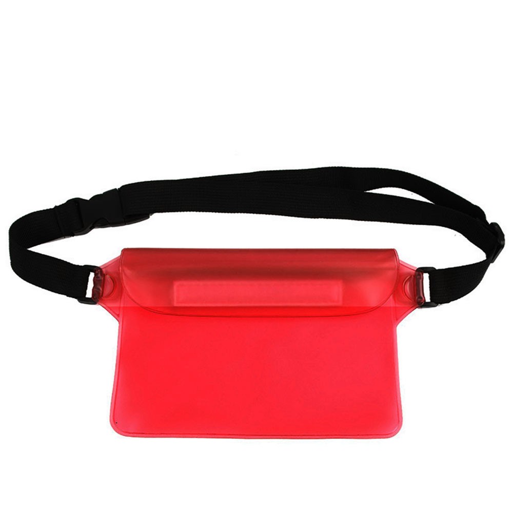 Waterproof Outdoor Swimming Drifting Pouch Dry Bag PVC Waist Phone Cover Storage Protective Bag Red