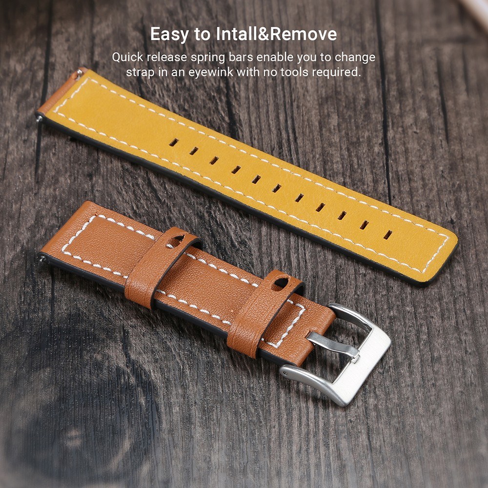 22mm Leather Watch Strap Quick Release Replacement Watchband Smart Watch Band for Men Women Compatible with HUAWEI WATCH GT 2 46mm / HONOR MagicWatch 2 46mm