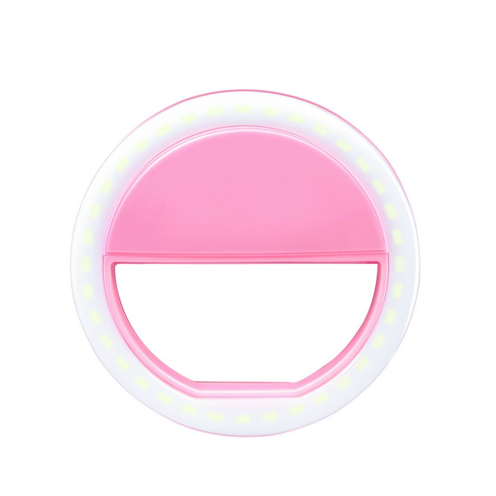 Selfie LED Light Ring Flash Fill Clip Camera For I-Phone & Tablet Pink