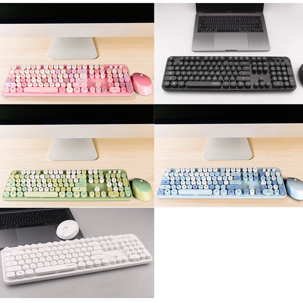 Cordless Mechanical Keyboard Mouse Round Cap Keyboard Office Desktop Keyboard and Mouse Set