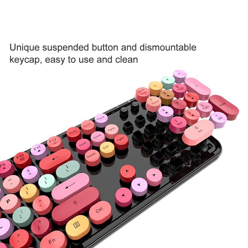 Cordless Mechanical Keyboard Mouse Round Cap Keyboard Office Desktop Keyboard and Mouse Set