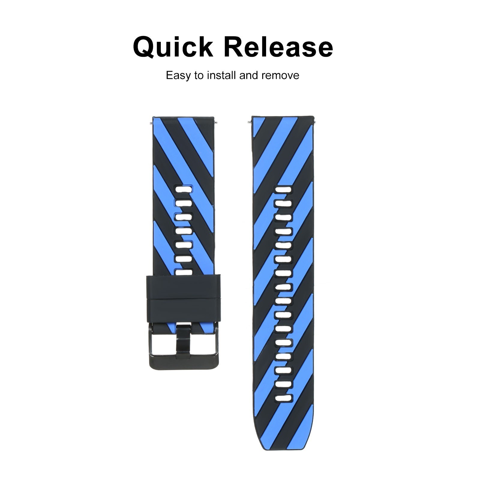 22mm Watch Band Soft Silicone Quick-Release Strap with Buckle Breathable Watchband Wristband Compatible with 22mm Smart/Traditional Watch