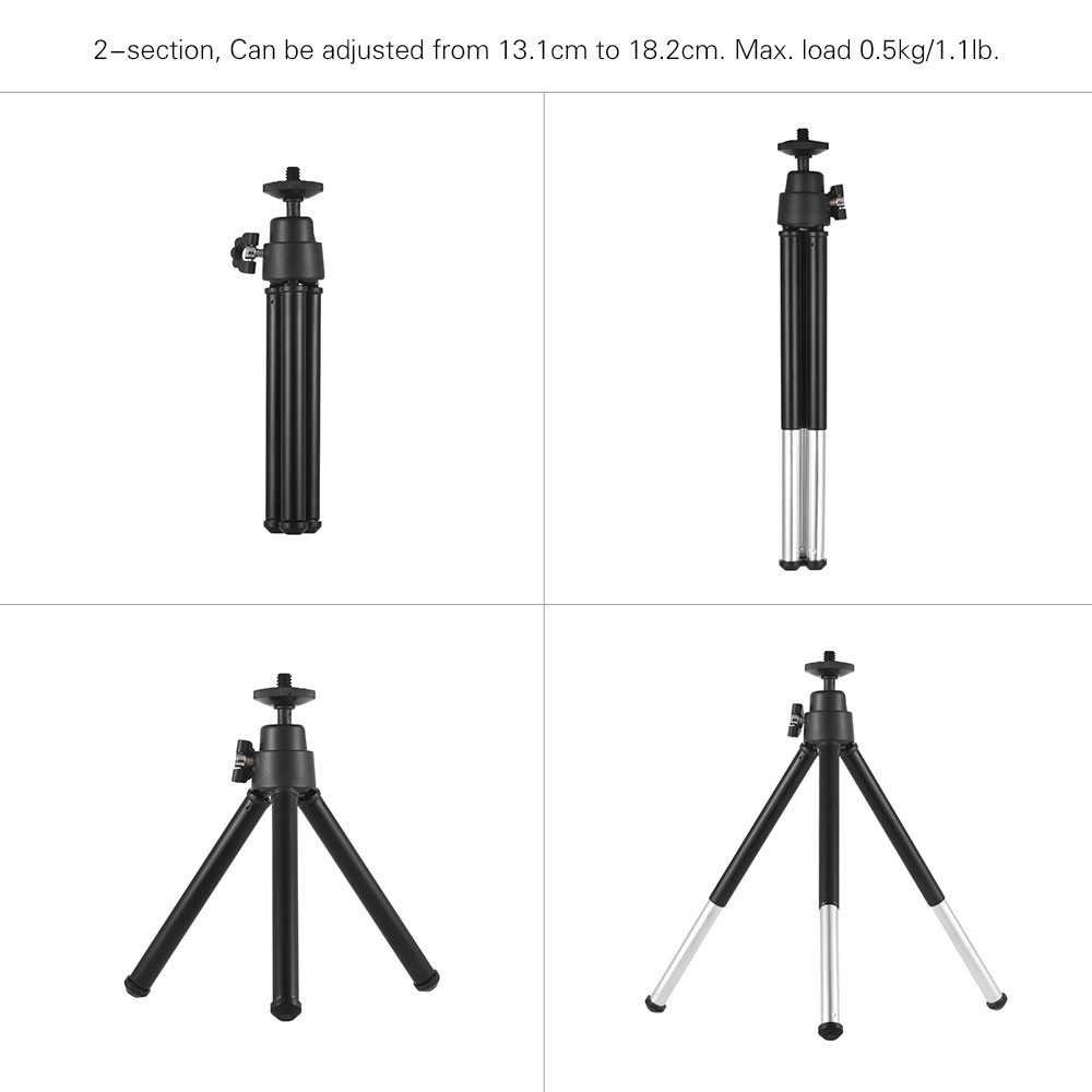 Mini Tripod 2-Section Extendable Desktop Tripod Stand Holder