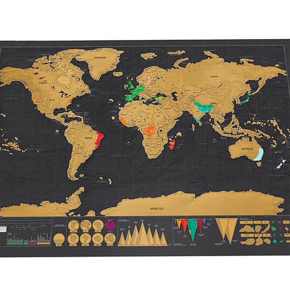 Scratch World Map Travel Edition Poster Copper Foil Wall Sticker 82.5 * 59.4cm