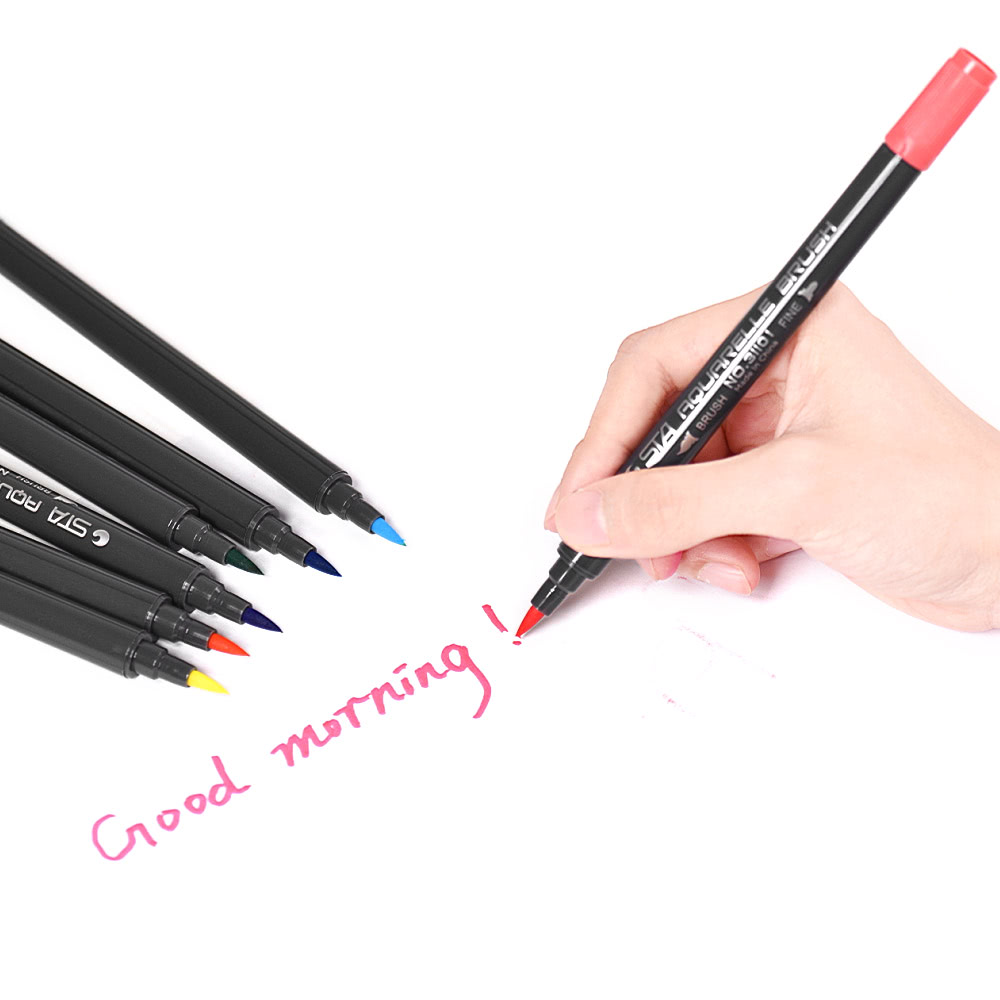 12 Colors/ Set Marker Marking Pen Twin Tip Brush Sketch Pens Water Based Ink for Graphic Manga Drawing Designing